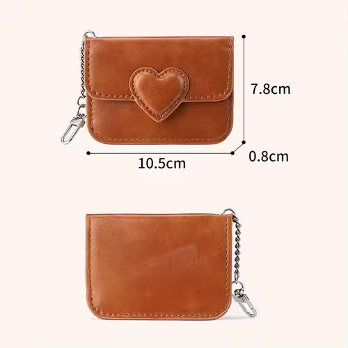 Women Lightweight PULeather Card Holder Cute Heart Shaped Small Wallet Multi-card Anti-magnetic Card Holder Travel Cash Coin Bag - Image 6