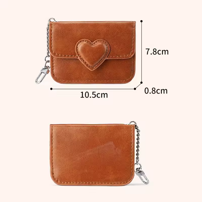 Women Lightweight PULeather Card Holder Cute Heart Shaped Small Wallet Multi-card Anti-magnetic Card Holder Travel Cash Coin Bag - Image 6