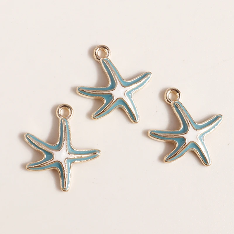 Leslie 20 Stück 17*19mm Niedliche Emaille-Seestern-Anhänger für Halsketten, Ohrringe, DIY-Schmuckherstellungszubehör – Detail 13