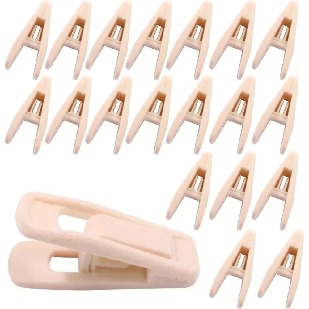 Hordion 20/10Pcs Velvet Hangers Clips, Strong Finger Clip Non-Slip Pants Hangers, Light Pink,white,Gray,Magenta,Purple,Black