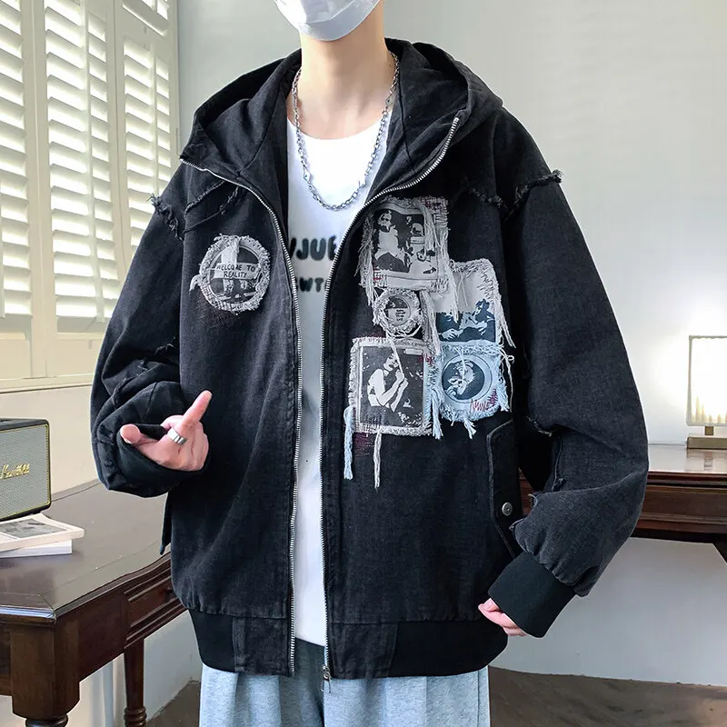 Celebrity style 2025 spring high-quality fashion trend printed denim jacket jacket