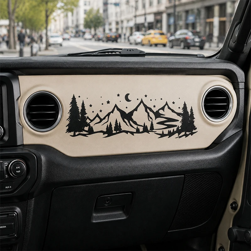 Night Mountain Forest Star Moon Car Accessories Car Stickers Decoration Dashboard Interior Decor Waterproof Vinyl Decals
