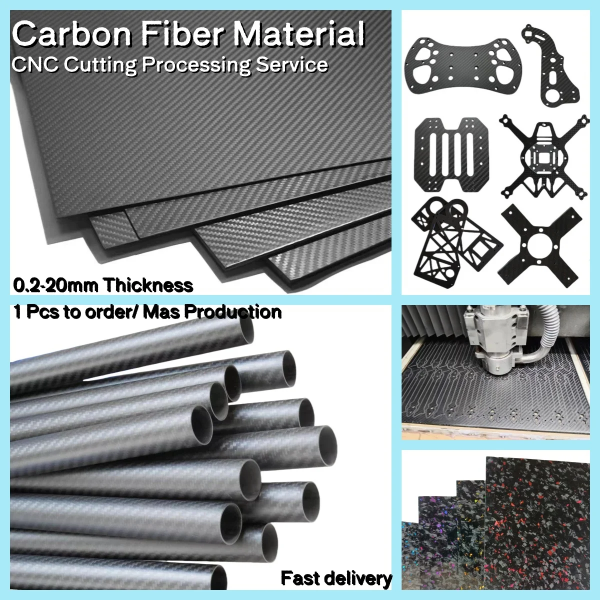 

Индивидуальная пластина из углеродного волокна, резка углеродного листа, обработка с ЧПУ, фрезерная гравировка, матовая глянцевая саржа, простая рама рычага FPV