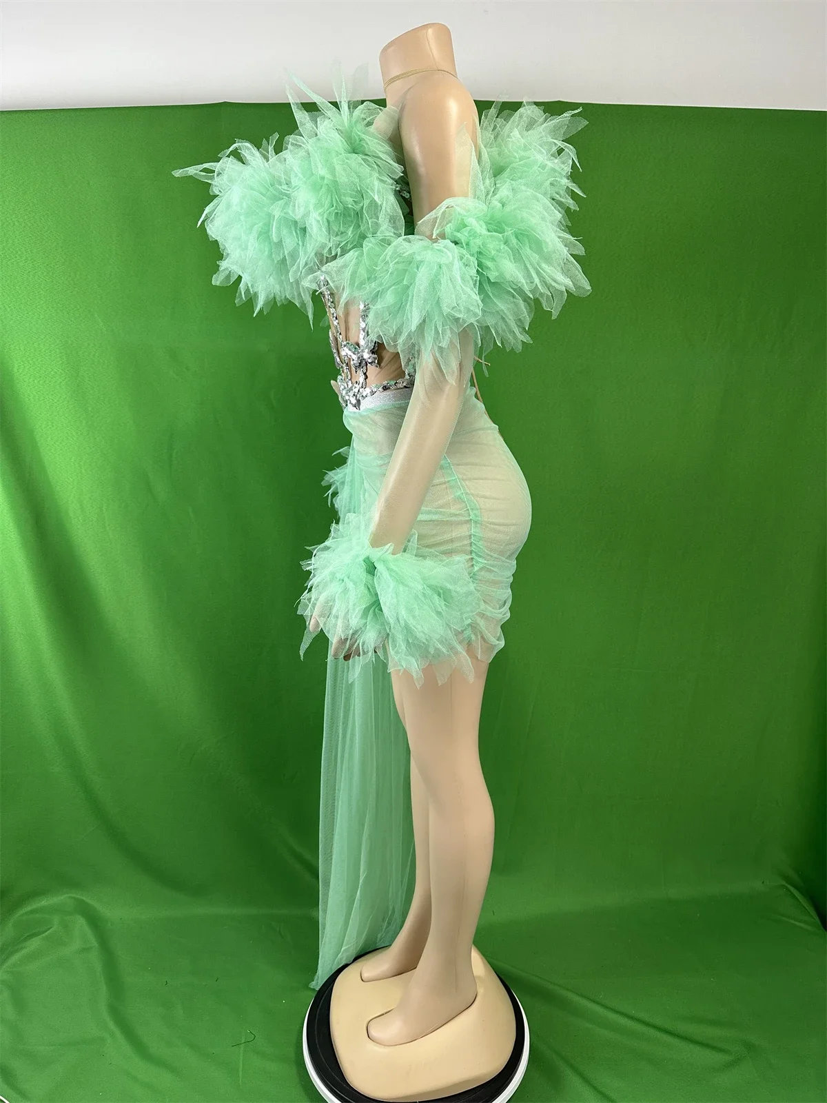 

2026 Charming Women Ruffle Butterfly Mesh 2 Pcs Set Photography Pageant Stage Las Vegas DJ DS Wears