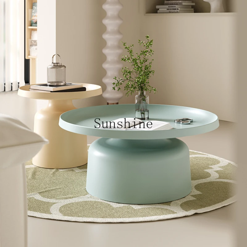 

Nordic small apartment coffee table combination small round table living room cream wind sofa side table