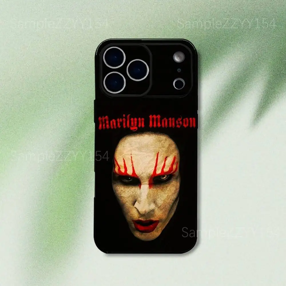 حافظة هاتف مارلين مانسون وان اغتيال لهاتف آيفون 17,16,15,14,13,12,Pro,Max,Plus,E,SE4,Air,Mini Black Soft Funda