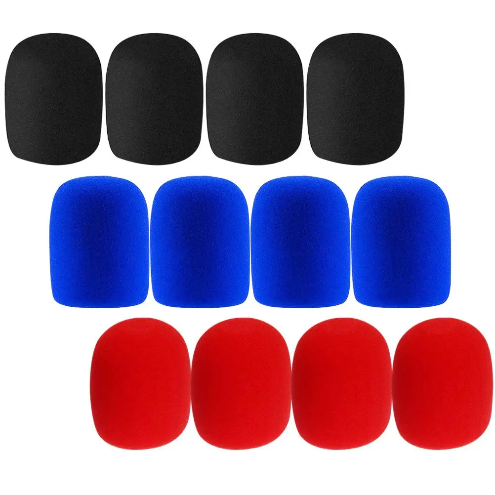 

12 Pcs Microphone Sponge Covers Windproof Breathable Non Disposable Handheld Mic Accessories Lavalier Universal For KTV Party