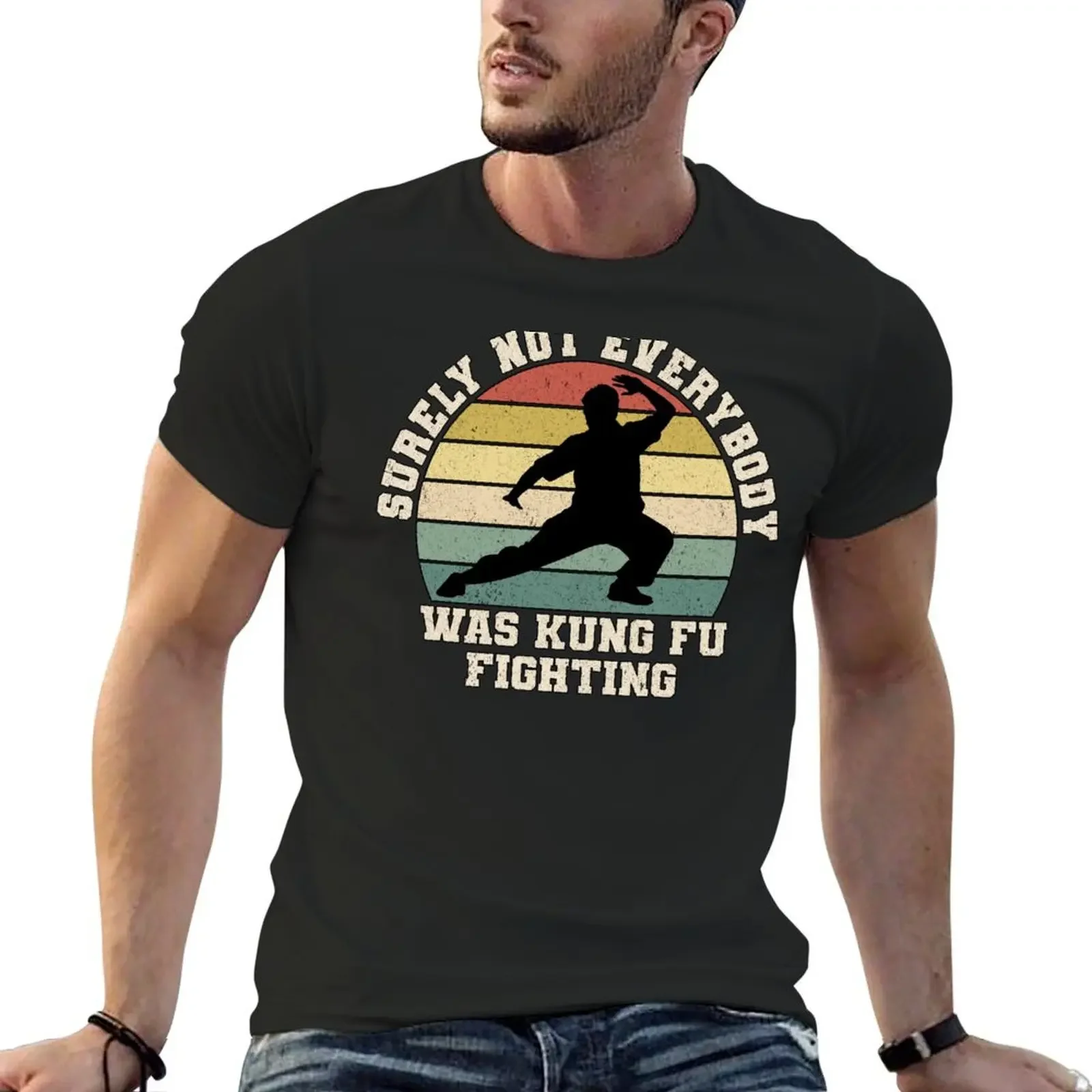 

Surely Not Everybody Was Kung Fu Fighting Martial Arts Retro T-Shirt aesthetic clothes boys animal print men graphic t shirts