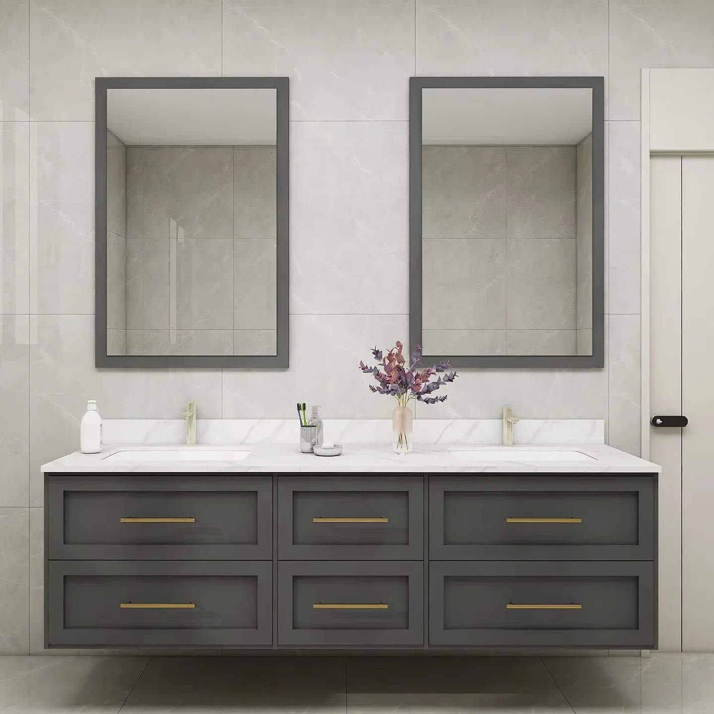 Modern shaker style solid wood bathroom vanity bathroom cabinet