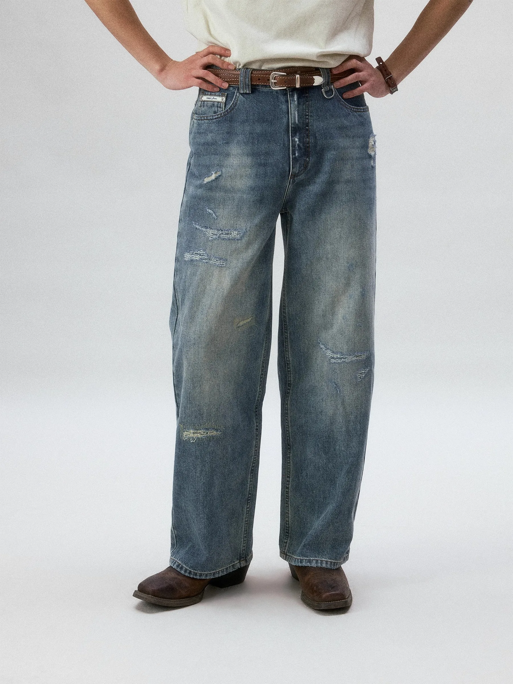 

Джинсы Crissrex Store Classic 90s Loose Micro Flare Denim P5BLU с небольшими нашивками, молодежные, модные, из смесового хлопка и полиэстера, износостойкие