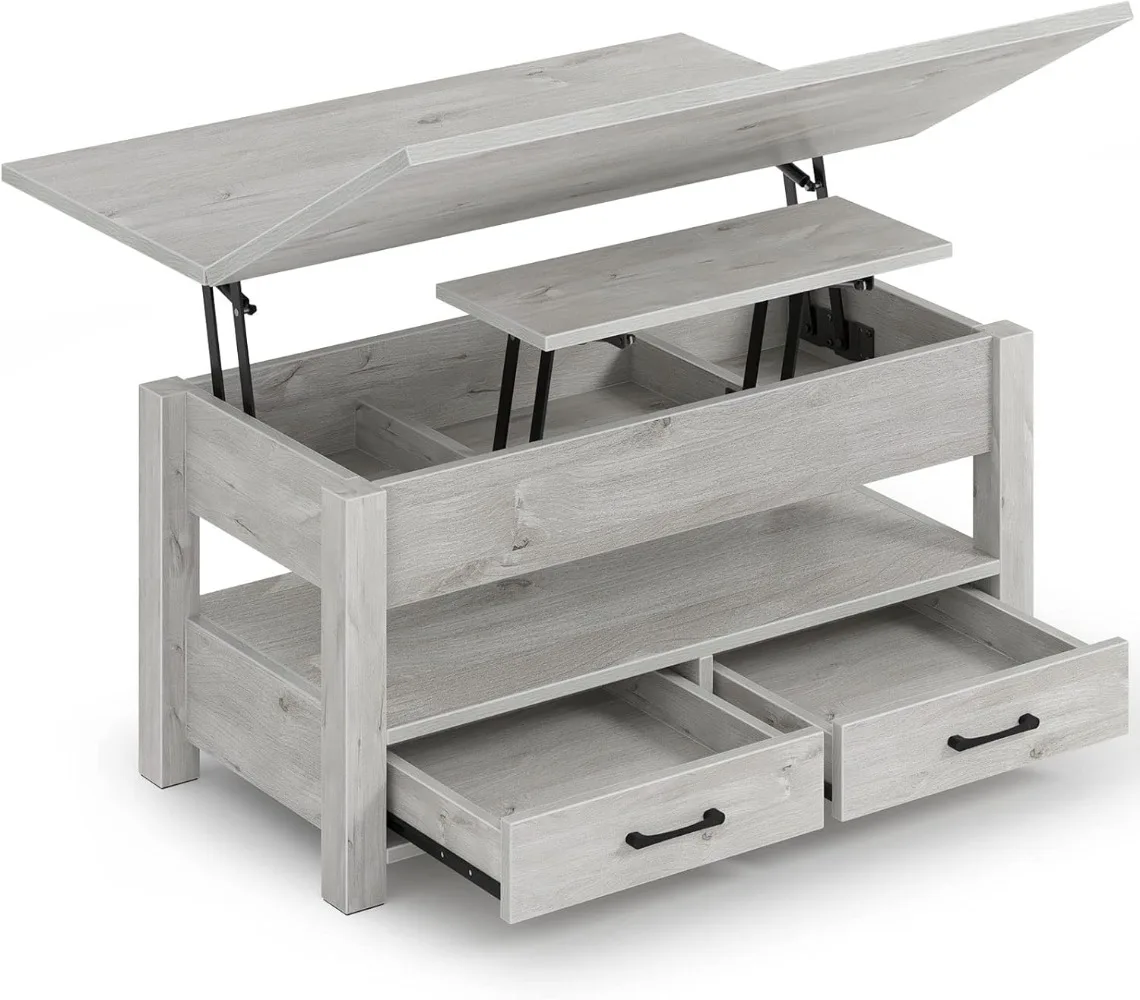 Coffee Table with Drawers and Hidden Compartment, Multi-Function Convertible,  Easy & Fast Setup and Clean, Tea Table