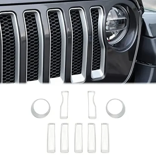 Сетчатая решетка для гриля Jeep Wrangler JL, вставка для решетки радиатора с головкой светильник, обшивка 2018 2019 2020 JL JLU для Jeep Gladiator JT