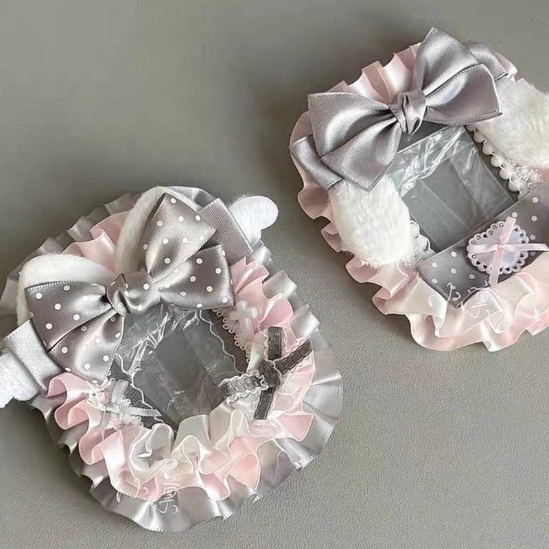 Lace Bow Photocard Sleeves for Kpop Fans Cute Polka Dot Card Protector 3 Inch Card Holder for Photocard Collection