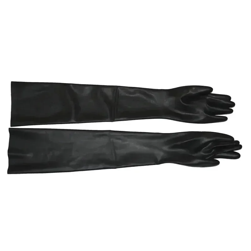 Guantes de goma de látex unisex para muñeca, sin costuras, moldeados hasta los hombros, mono largo fetiche negro y rojo para hombres y mujeres