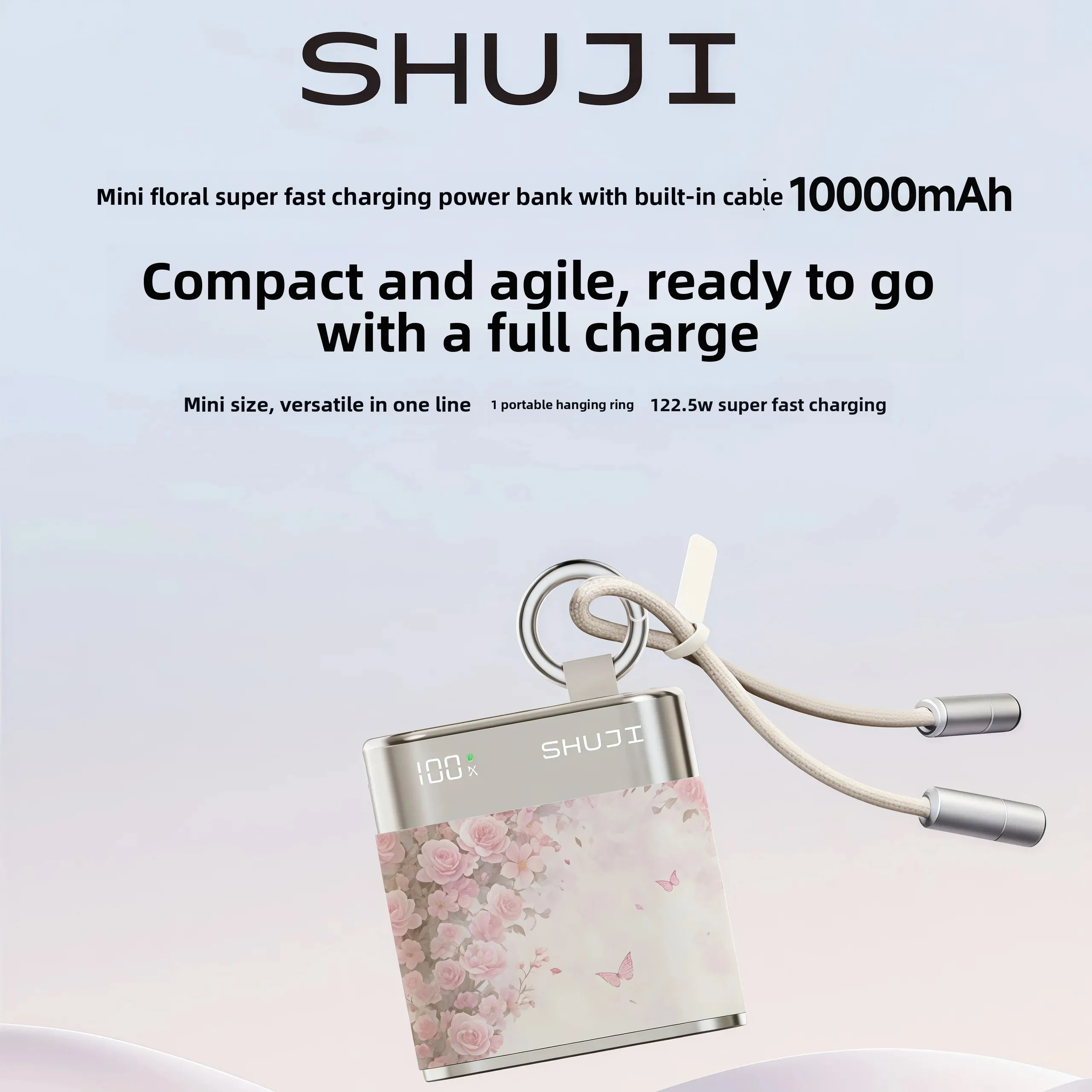 SHUJI Power Bank Boarded On The Plane Super Fast Charging With Its Own Dual-Wire Portable Mobile Power Supply Lightweight