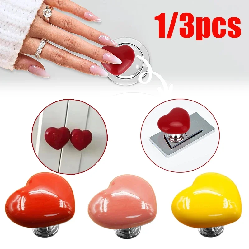 

Colorful Heart Shaped Toilet Press Button Assistant Fashion Love Button Heart Shaped Toilet Press Button Press Push Switch