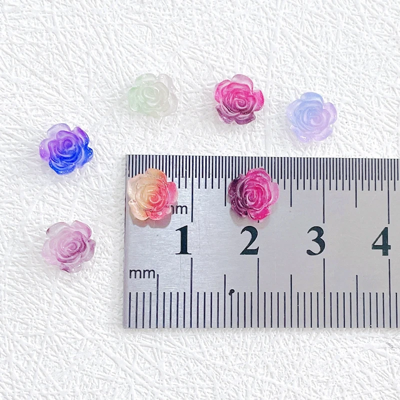 30PCS UV Light Sensitive 3D Acrylic Flowers Nail Art Charms Luminous Color Rendering Rose Nail Decorations Supplies Accessories