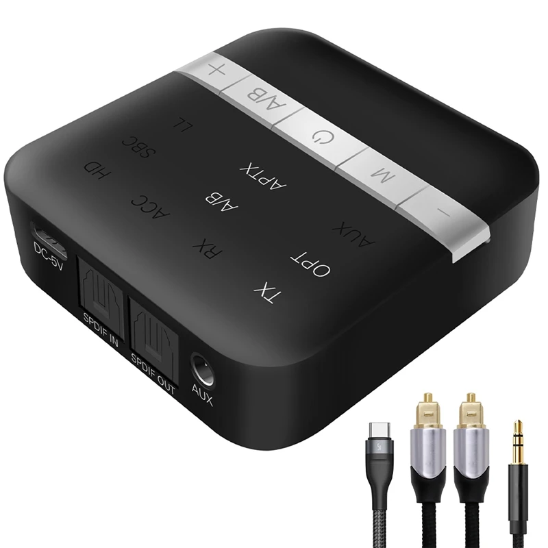 HFES Optical Fiber Bluetooth Adapter, Bluetooth 5.0 Transmitter And Receiver Combo For TV, CD, Home Theater And Other Devices