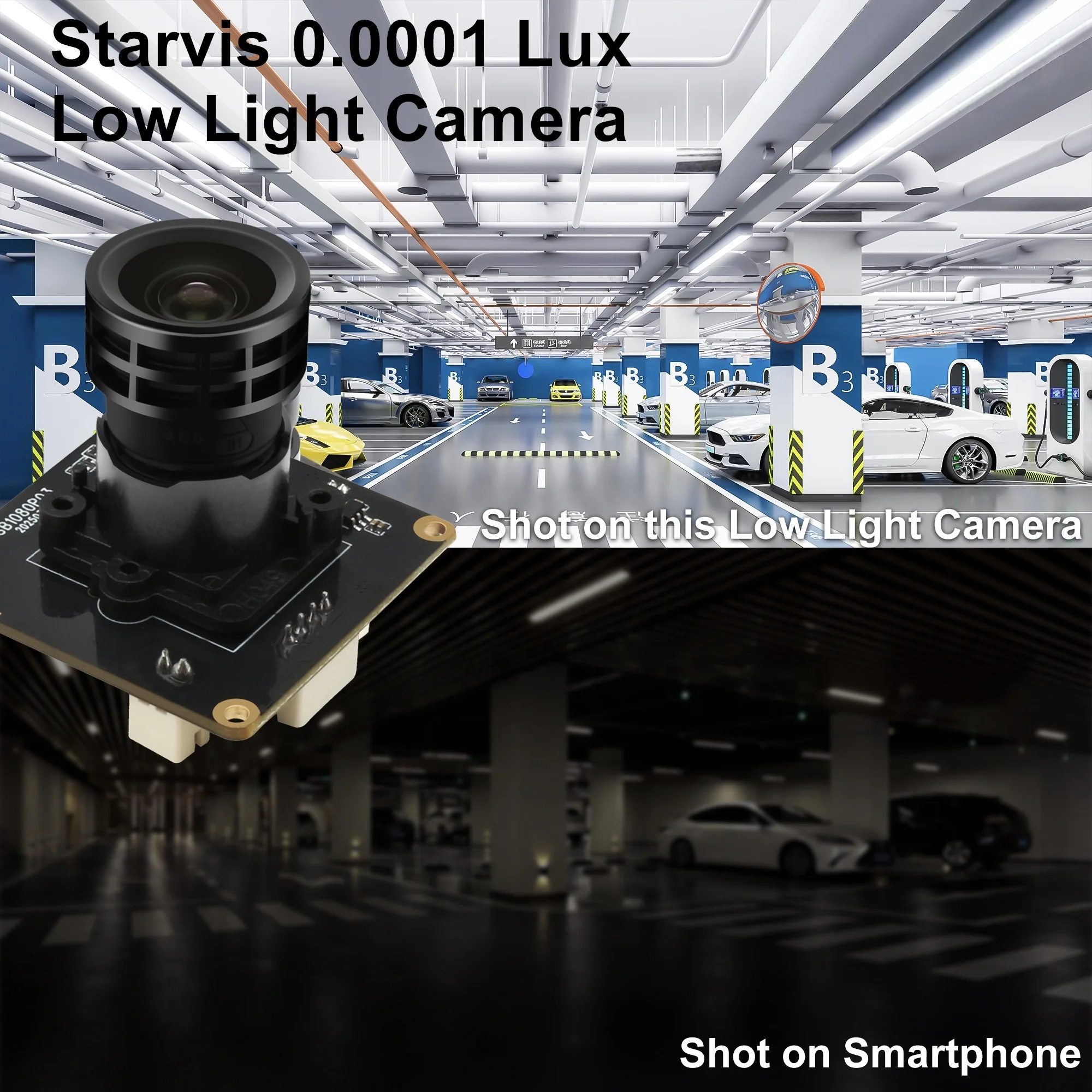 Starvis HDR H.264 USB Camera Module 0.0001 Lux Star Black Low Light 1080P Webcam Module with F1.0 Aperture Lens for Security