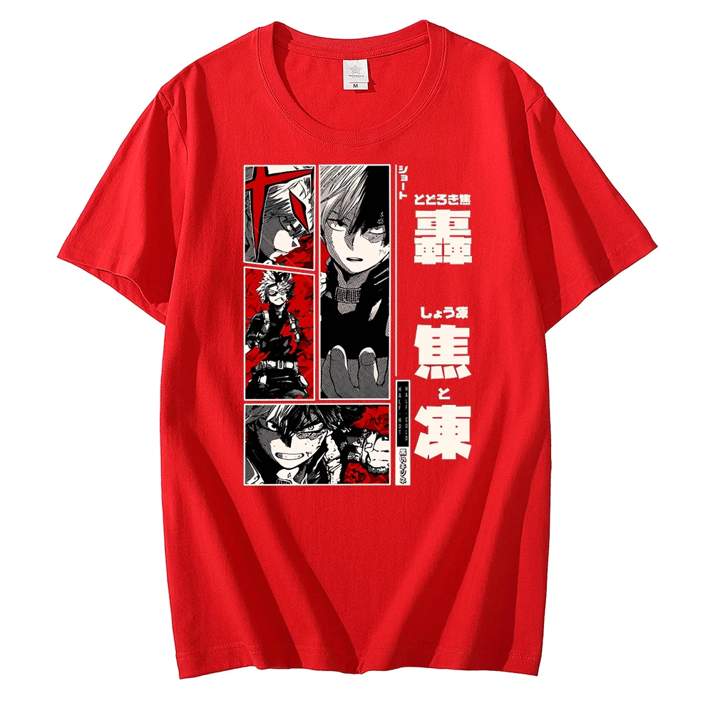 Anime My Hero Academia Todoroki Shoto Print T Shirt Couple student street sports casual T-shirt