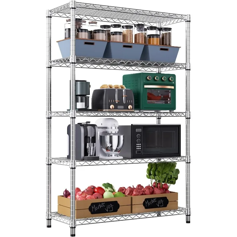 

1750 lbs Steel Storage Shelving 5-Tier Utility Shelving Unit Steel Organizer Wire Rack for Home,Kitchen,15.7"D x 35.4"W x 72.3"H