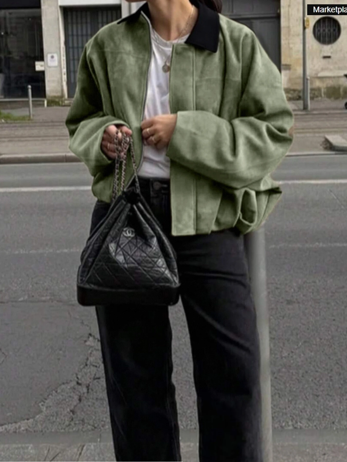 Podzimní zimní dámská bunda z umělé semiše, kabát 2025, nová móda s dlouhým rukávem, zipem, volný bomber, elegantní dámský ležérní streetwear - náhled 4