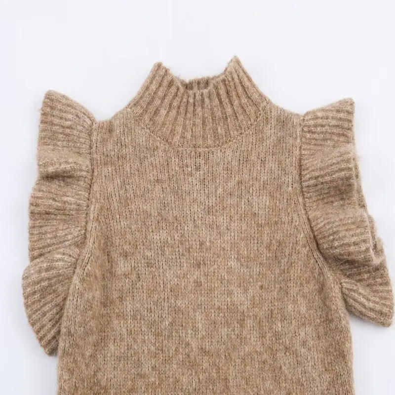 เสื้อถักทรงเข้ารูปสำหรับผู้หญิง ฤดูใบไม้ร่วง ฤดูหนาว ดีไซน์ใหม่ ตกแต่งแบบเลเยอร์ สไตล์ยุโรป เสื้อสเวตเตอร์แฟชั่นสำหรับสุภาพสตรี
