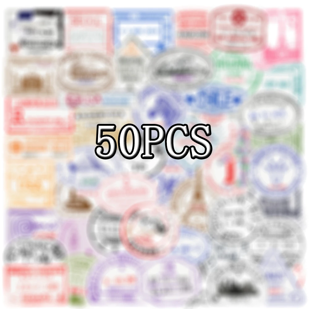 50PCS Transparent Retro Postmark Sticker For DIY Toy Notebook PC Skateboard Bicycle Car Motorcycle Decal Graffiti Sticker