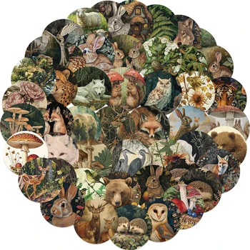 레트로 동물 스티커 비닐 노트북 데칼, 만화 동물 스티커, 수하물 기타 스케이트보드 일기, 방수 그래피티, 50 개