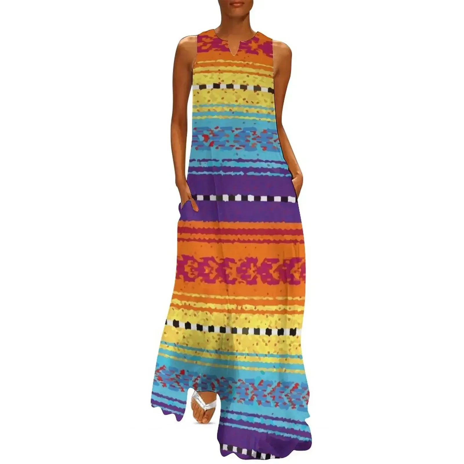 

Mexican rebozo colorful stripes poncho rainbow serape Long Dress Long dresses Woman clothes long dress women Dress
