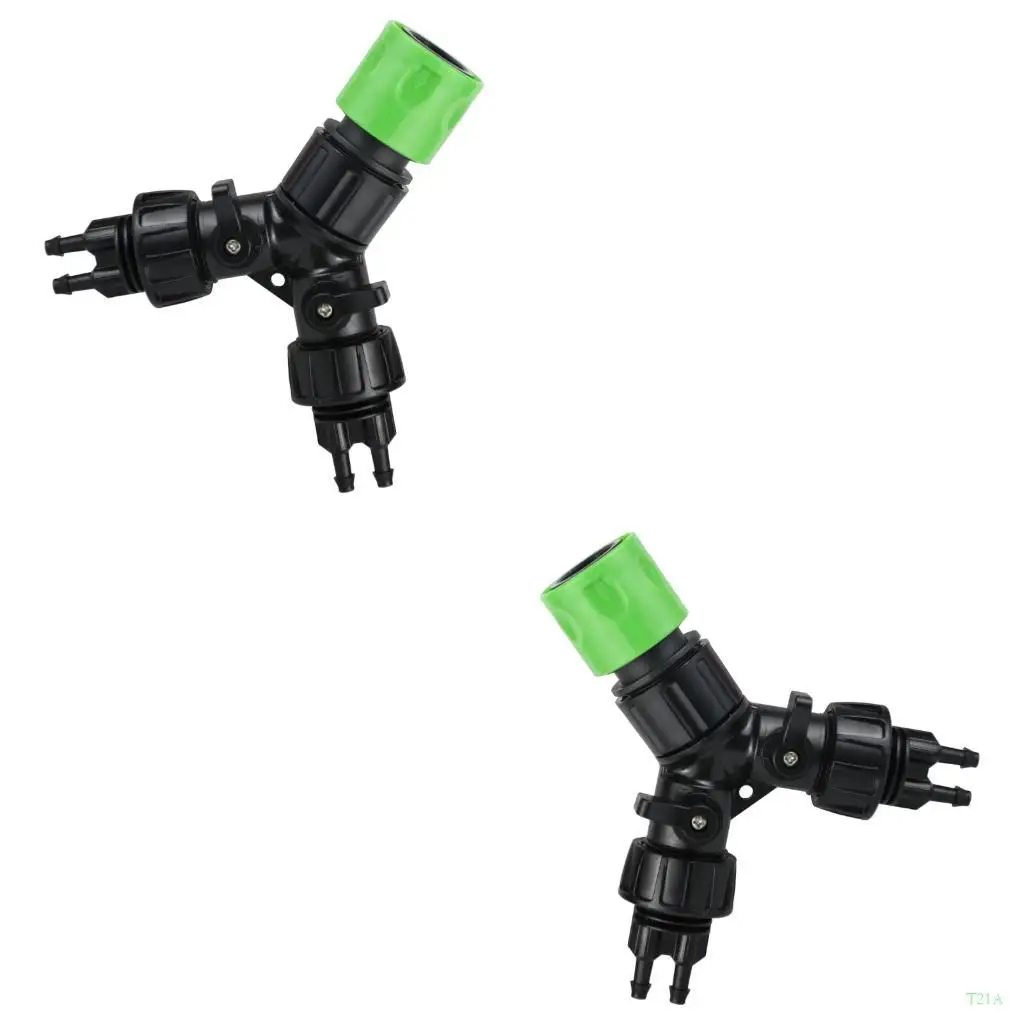 T21A High Performances Hose Tap Divider Double Outlet ConnectionFlow Control Universal 3/4in Thread for Efficient Plant Watering