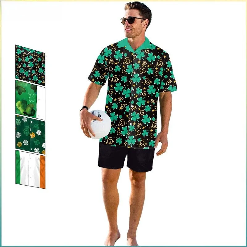 

Футболка мужская свободного кроя с принтом из полиэстера для празднования Дня святого Патрика, трансграничный фестиваль, одежда для мужчин