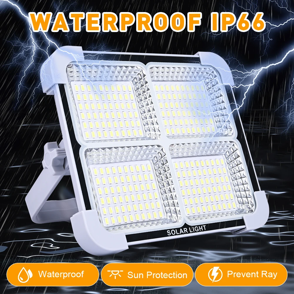 Reflector Solar recargable para exteriores, foco LED multifuncional portátil, impermeable Ip66, luz de emergencia, 200W, 400W