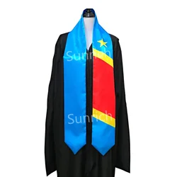 The Democratic Republic of Congo Flag Graduation Stole High-quality Satin Fabric Congo Graduation Sash