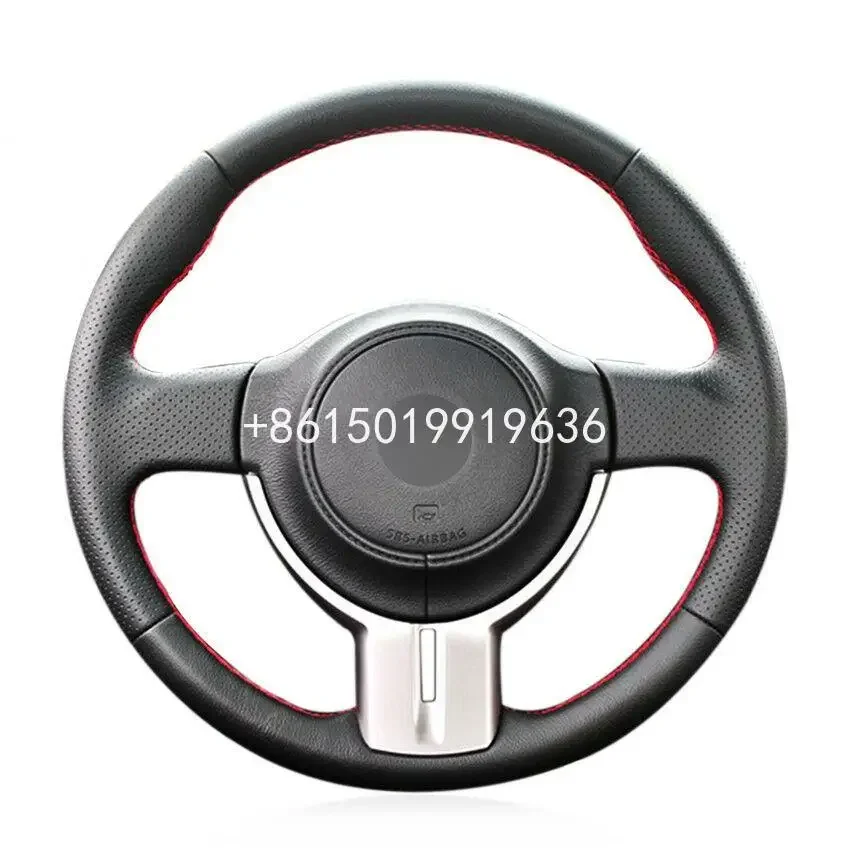 

For Toyota GT86 2012-2015 hand-sewn Car steering wheel cover black leather