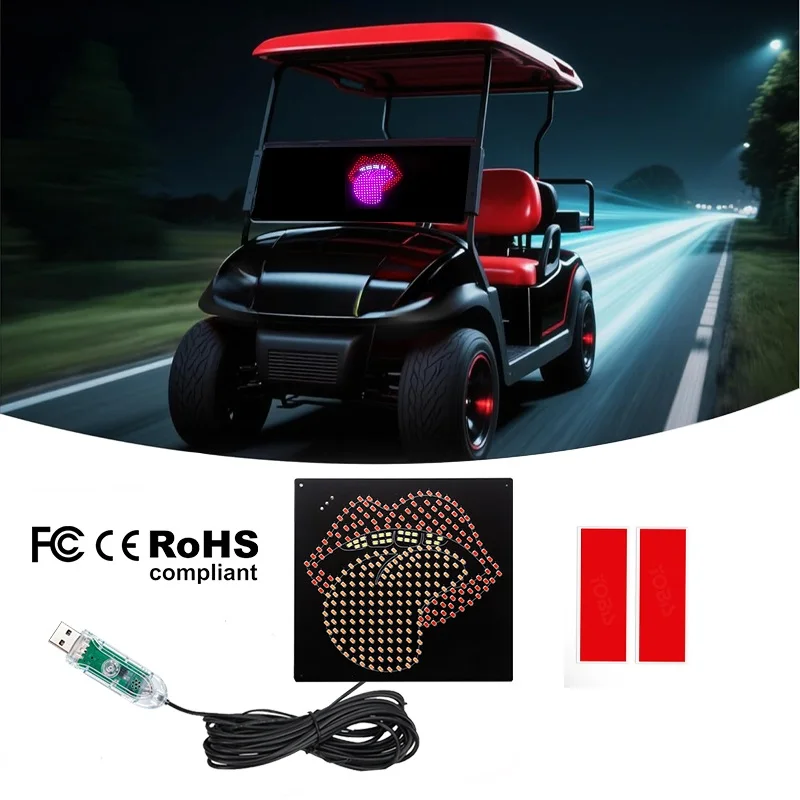 Funny Car LED Decorative Lights Rear Windshield Licking Dog Atmosphere Display Screen Car Stickers Auto Decoration Accessories