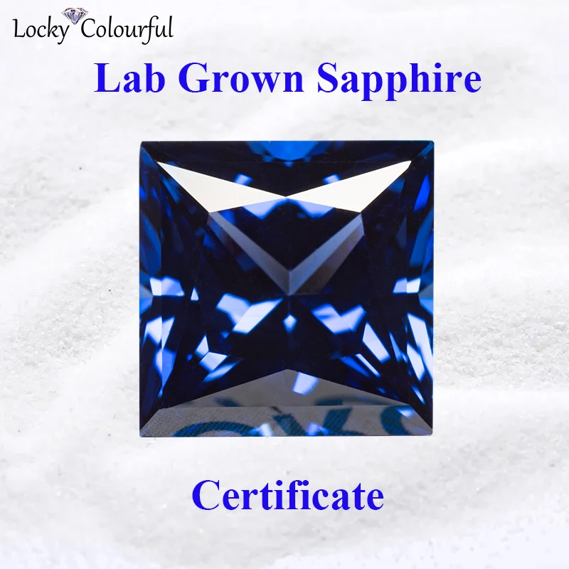 

Lab Grown Sapphire Royal Blue Color Princess-cut Top Quality Charm Beads for DIY Jewelry Making Ring Selectable AGL Certificate