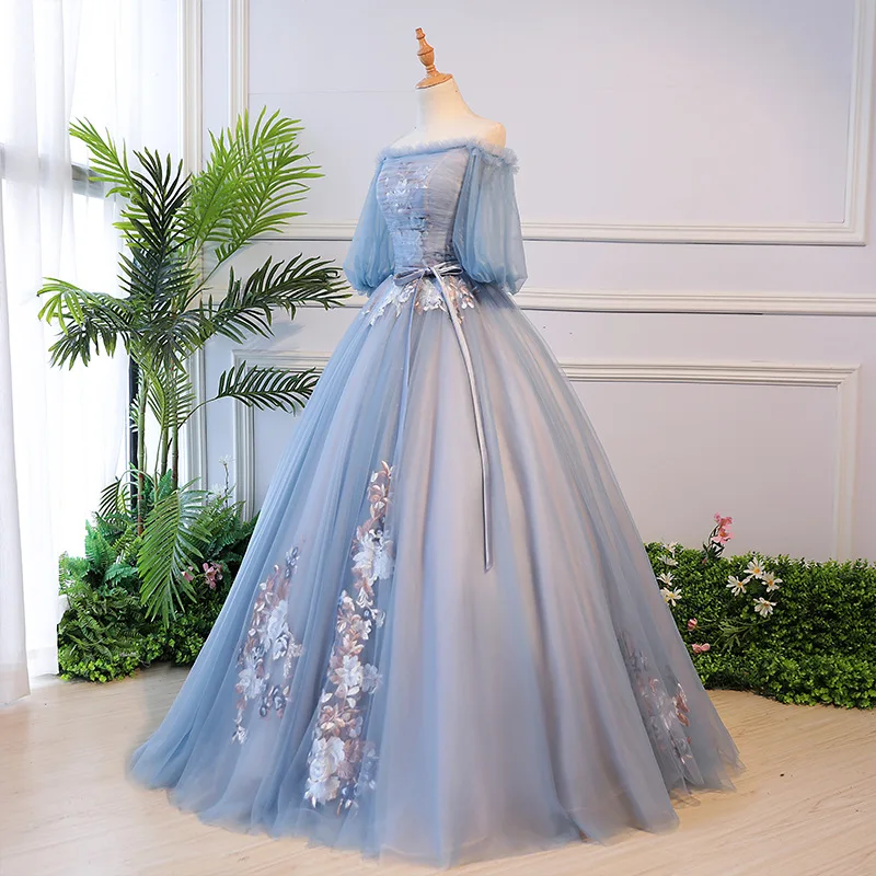 Robe De soirée personnalisée pour femmes, avec des Appliques en Tulle, robes De bal formelles