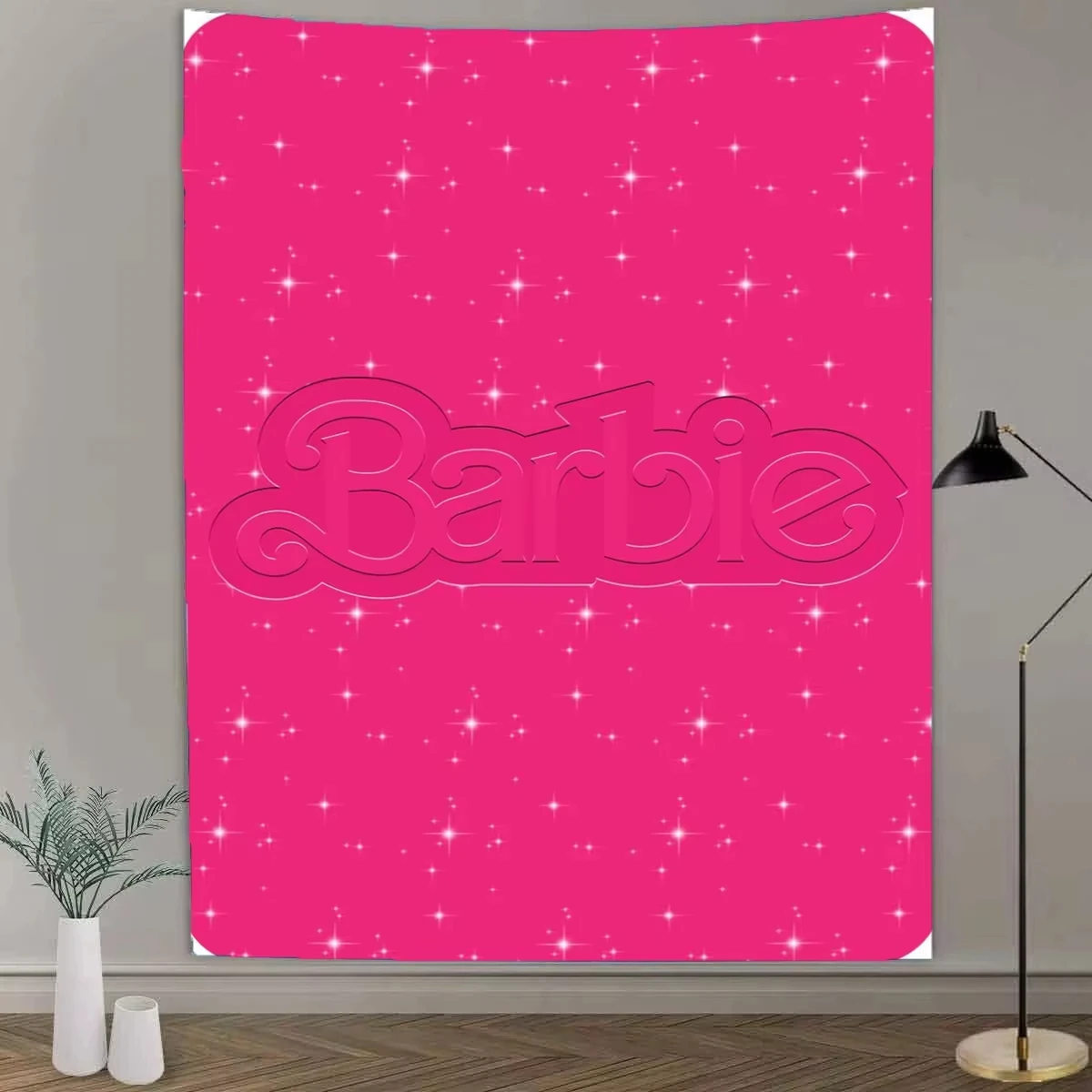 MINISO lindo Barbie princesa niña corazón tapiz rosa tapiz de dibujos animados pared se puede colgar tapiz hippie estilo pared colgante habitación d