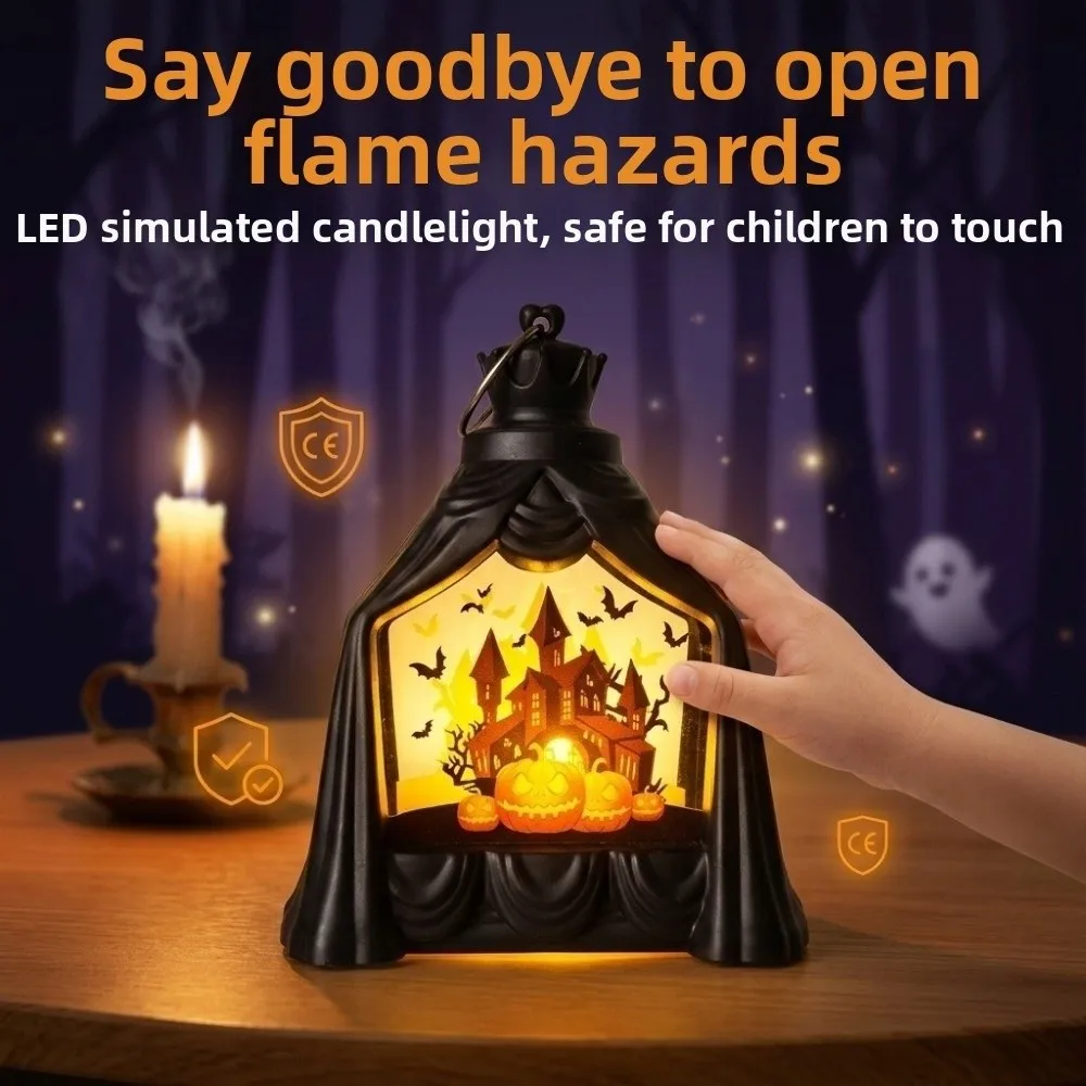 Vintage Halloween Pumpkin Ghost Lamp Decorative Handheld Pumpkin LED Light Waterproof Portable Halloween Night Light