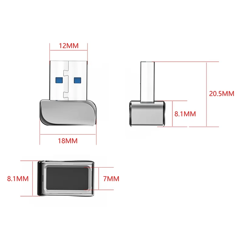 USB Fingerprint Reader Module for Windows 7 10 11 Hello Biometric Scanner Padlock for Laptops PC Fingerprint Unlock