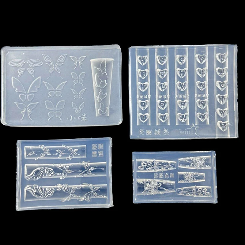 Stampo in silicone 3D Decorazioni per nail art Farfalla Rosa Fiore Farfalla Modelli per manicure in silicone Accessori per stampi