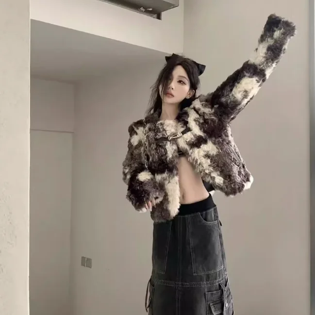 Wool Coat Women Winter New Style Splash Color Wool Women Short Style Small Style Fashionable High-End Outfit