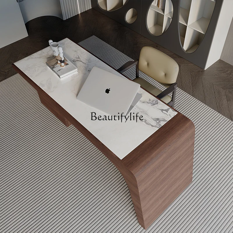 Italian minimalist marble surface combination desk modern light luxury study desk