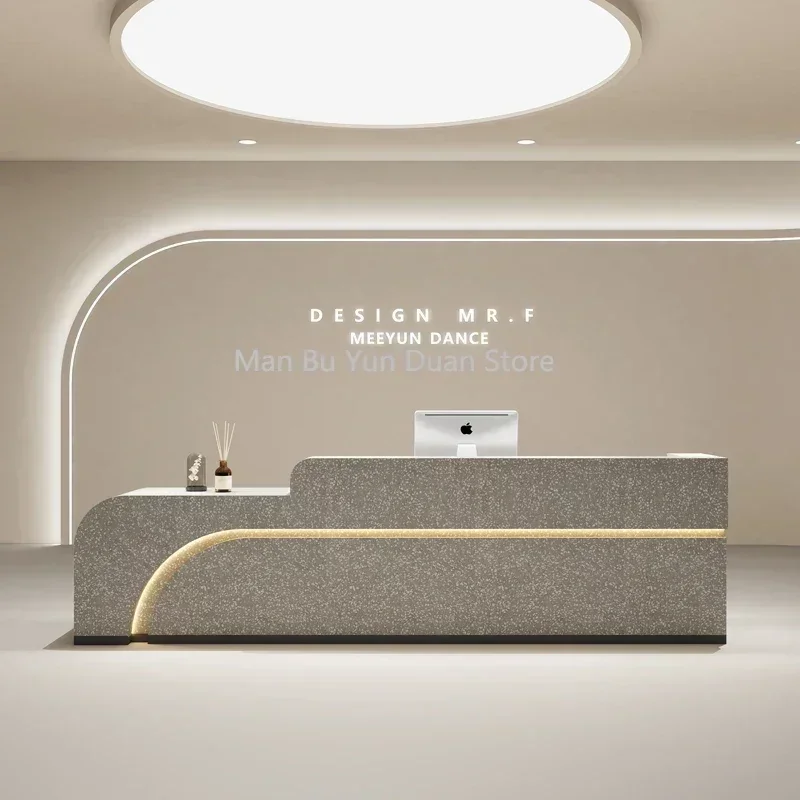 

Restaurant Furniture Dhome Counter Table Reception Beauty Salon White Desk Entrance Tables Small Promotional Front Clothes Shop