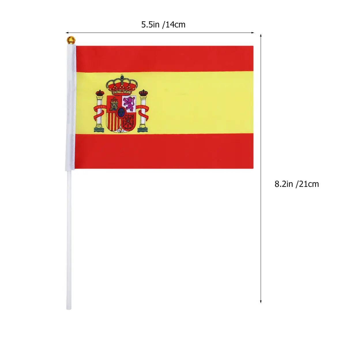 50Pcs Hand Held Spain Stick Flags Mini Portable Polyester Party Decoration Country Flags on Stick Cheerleading Event Supplies