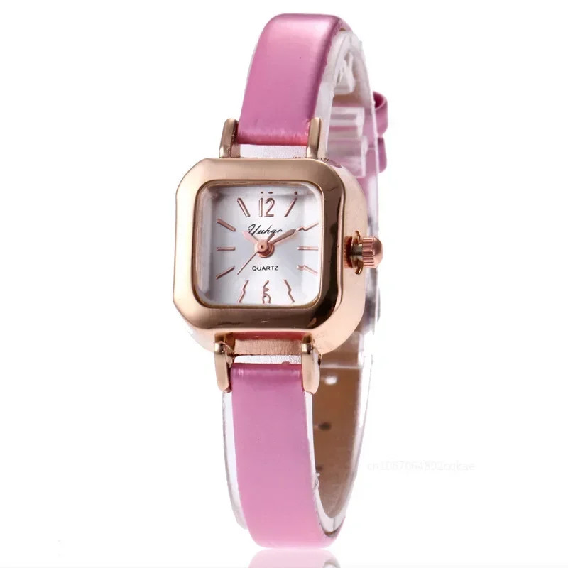 Vintage Elegant Women Watches Quartz Female Wristwatches Simple Classic Small Square Dial Watch Leather Strap Casual Reloj Mujer