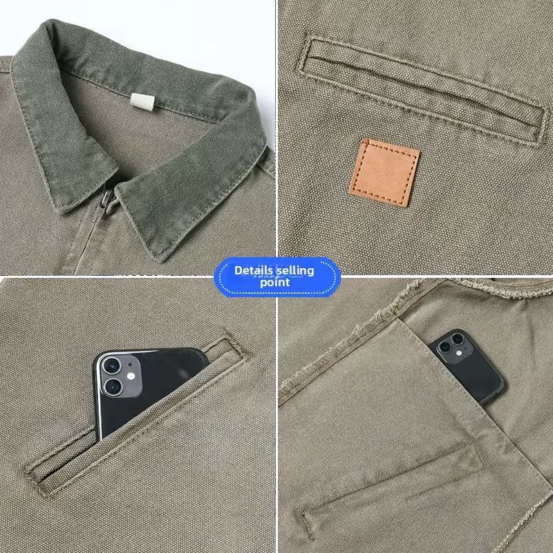 الجملة للجنسين الدنيم سترة للرجال الوزن الثقيل غسلها الحجر 100٪ القطن المتعثرة نمط سستة الرجال سترة #5