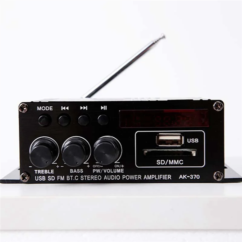 AK370 Home Digital Amplifier Mini Hifi Bluetooth Audio Power Amplifier for SD Card U Disk Aux Speaker Mp3 Stereo Sound