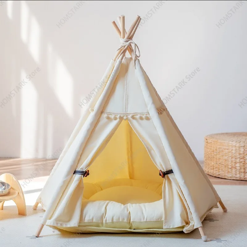 Ins Style Pet Tent House, Detachable Washable Dog Cat Bed Villa for Small Medium Pets All Season Use